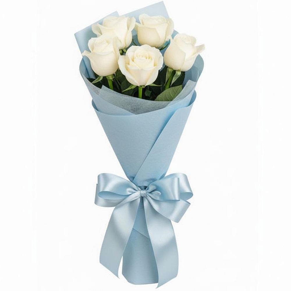 Букет 5 Белых роз Проуд в Кировском