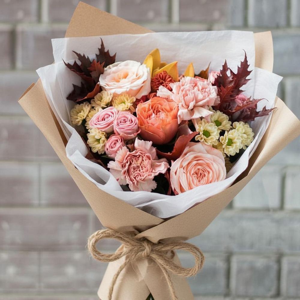 Букет цветов из: Гвоздики, Хризантемы и Розы в Кировском