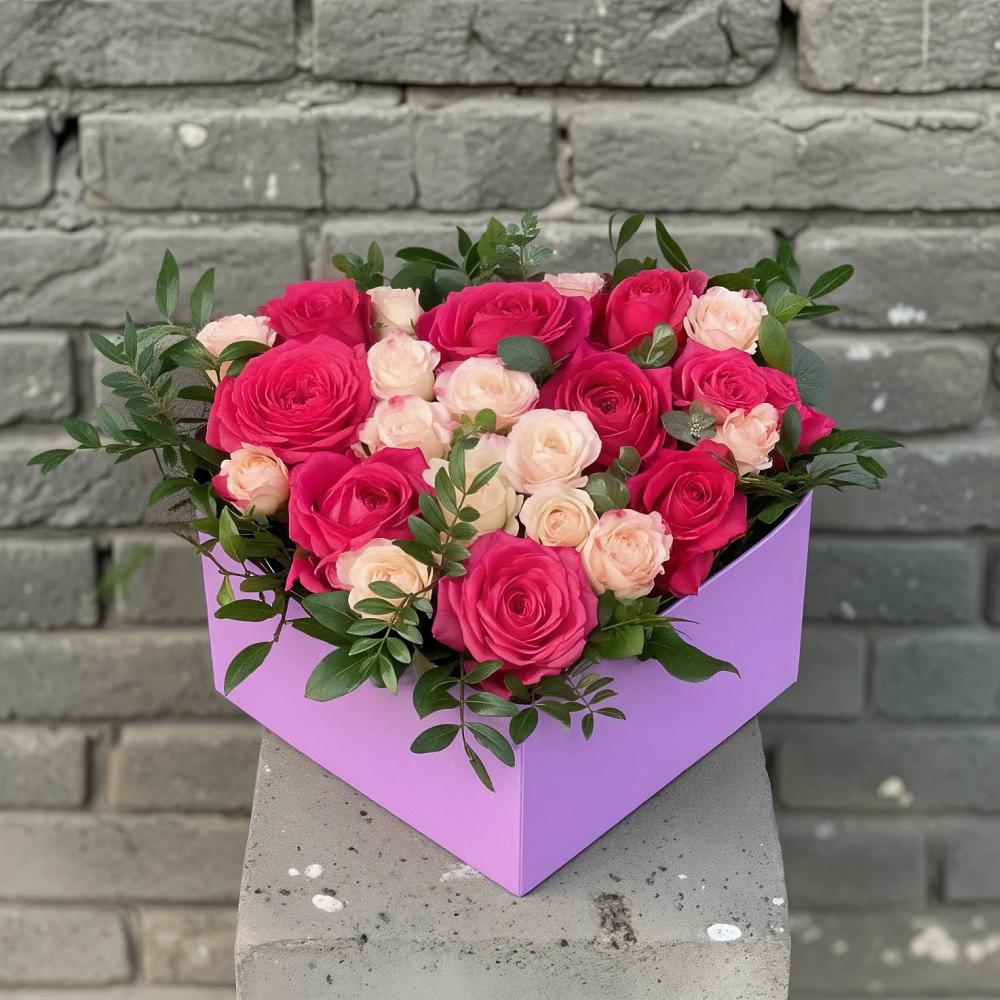 Цветочная композиция из Розы в коробке в Кировском