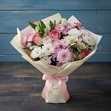 Букет цветов из:  Хризантемы, Альстромерии и Розы в Кировском
