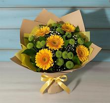 Букет цветов из:  Герберы и Хризантемы #REPLACE_PRED# Кировском