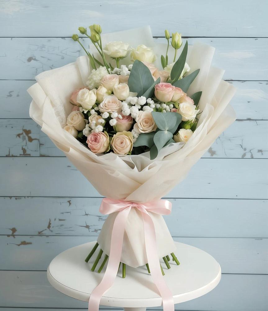 Букет цветов из: Розы и Лизиантусы в Кировском