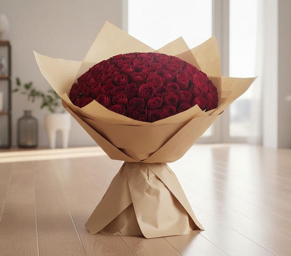 Букет 101 Красная роза в Кировском
