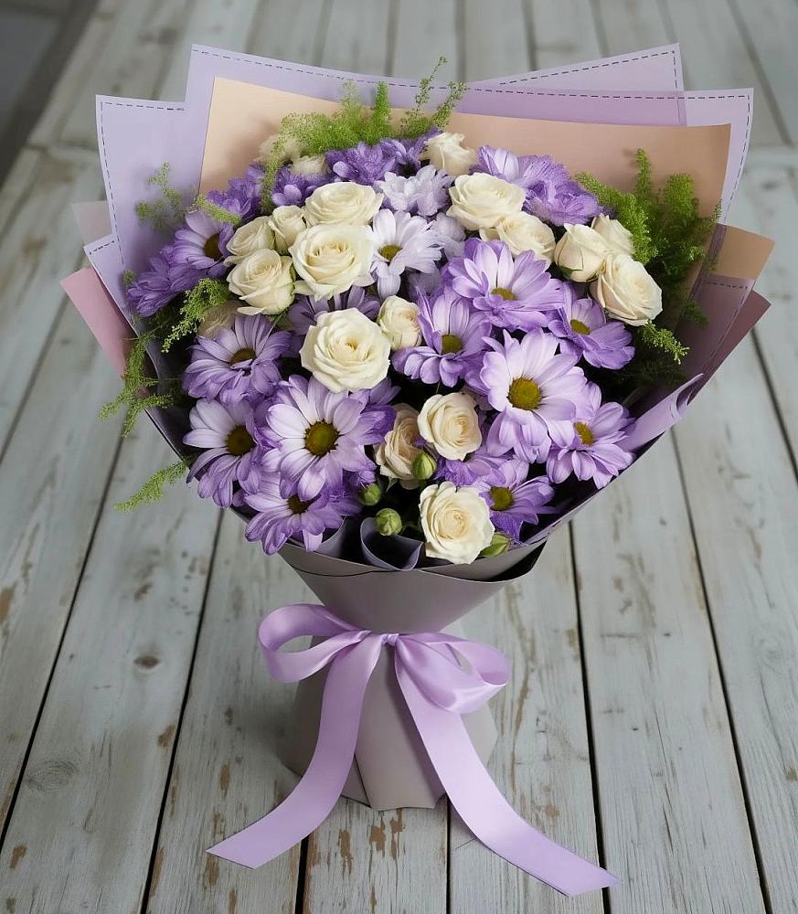 Букет цветов из: Хризантемы и Розы в Кировском